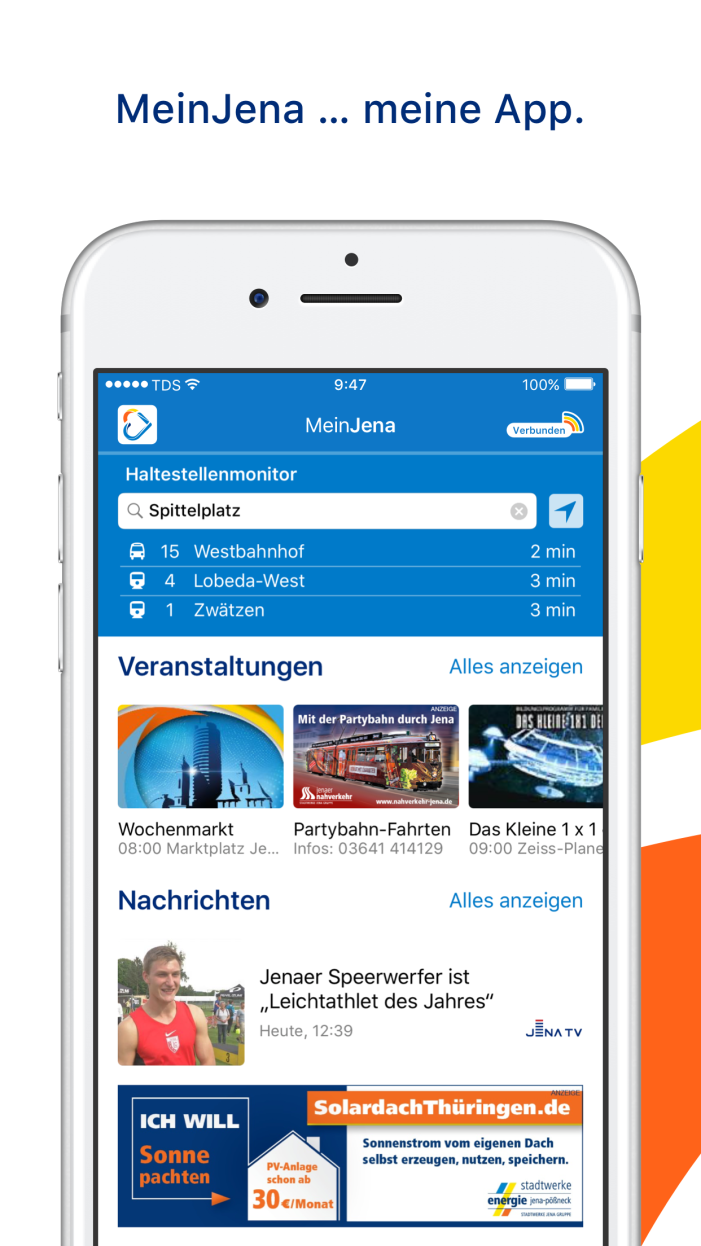 „MeinJena“ – Eine Stadt. Eine App. Einwandfrei informiert. „MeinJena“ – Eine Stadt. Eine App. Einwandfrei informiert.