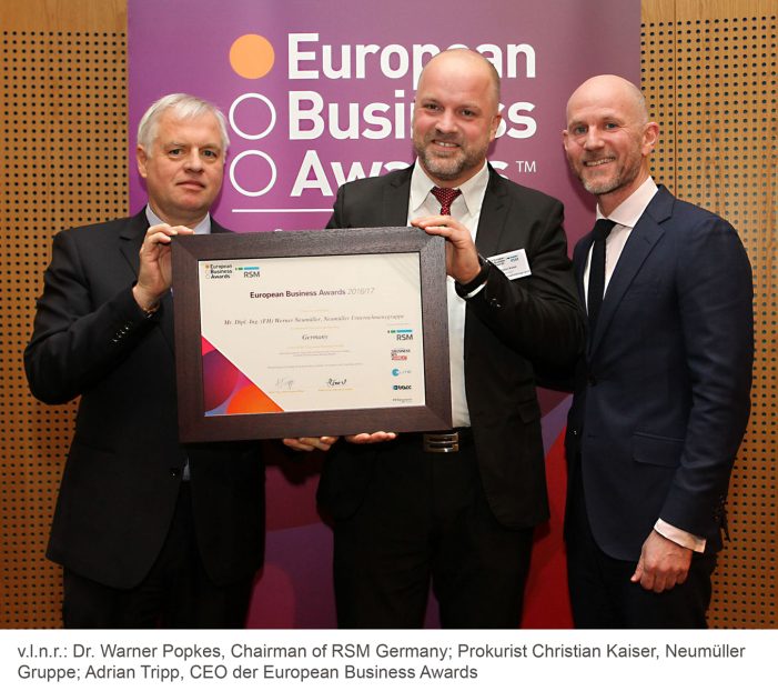 Neumüller ist „National Champion“ beim European Business Award 2016/17
