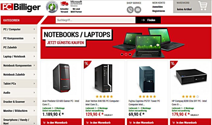 PCBilliger: Günstige Notebooks und Computer, trotz Inflation