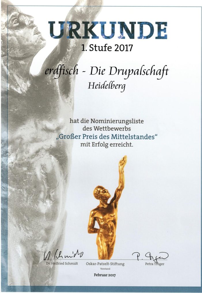 Drupal Experte für „Großer Preis des Mittelstandes 2017“ nominiert
