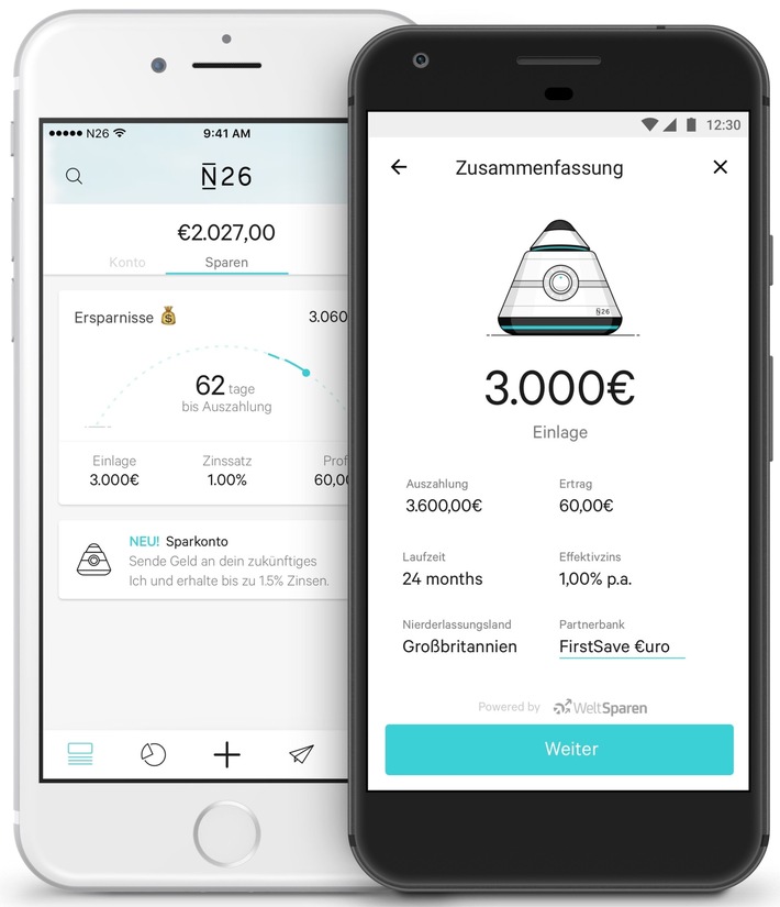N26 und WeltSparen kooperieren bei Sparprodukten / N26 und WeltSparen bieten innovatives Sparen zu attraktiven Konditionen (FOTO)