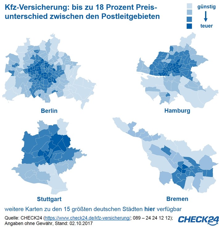 Kfz-Versicherung: Beitrag variiert in derselben Stadt um bis zu 18 Prozent (FOTO)