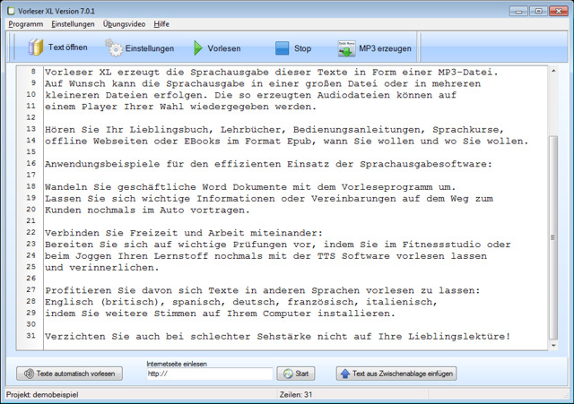 Neu – Text in Sprache für jegliche Art von Texten
