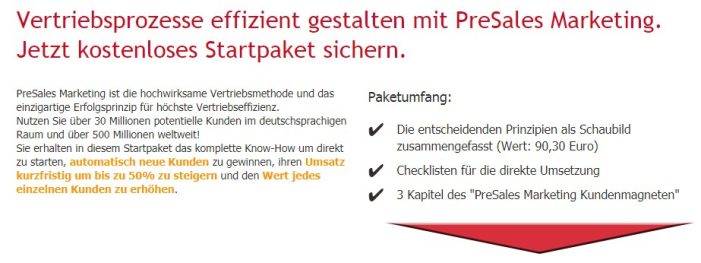 Sonderaktion mit PreSales Marketing Startpaket: Kunden sind begeistert