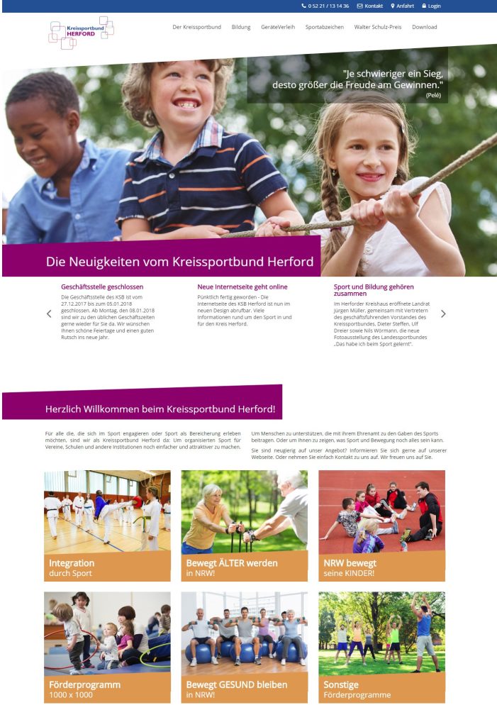 Sportlich, sportlich – coupling media launcht den Webauftritt vom Kreissportbund Herford