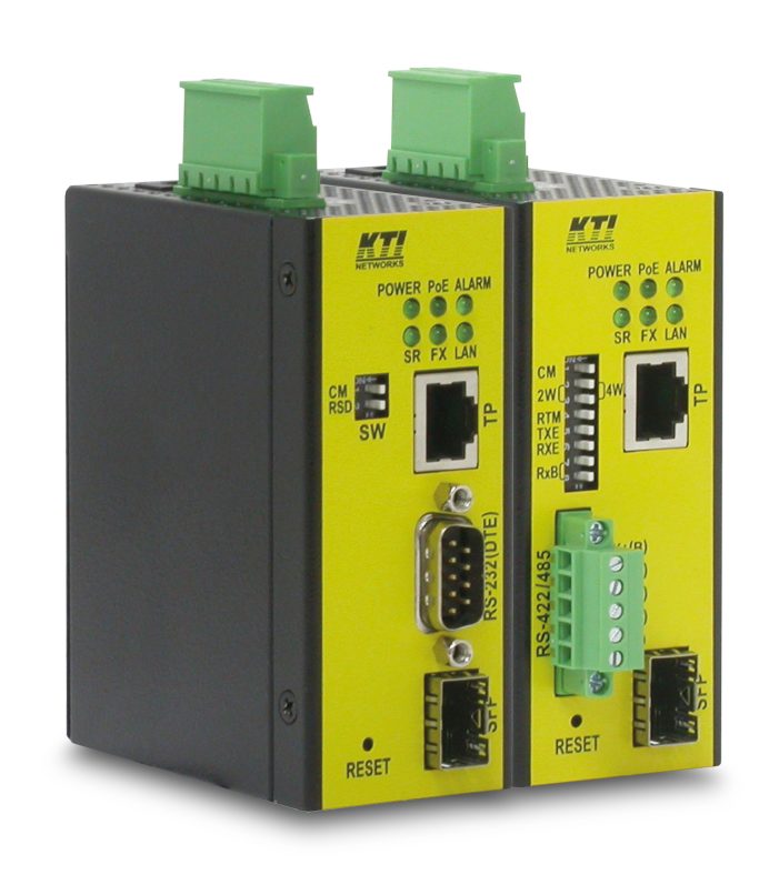 Serieller Industrie-Konverter mit PoE und SFP-Port von KTI Serieller Industrie-Konverter mit PoE und SFP-Port von KTI