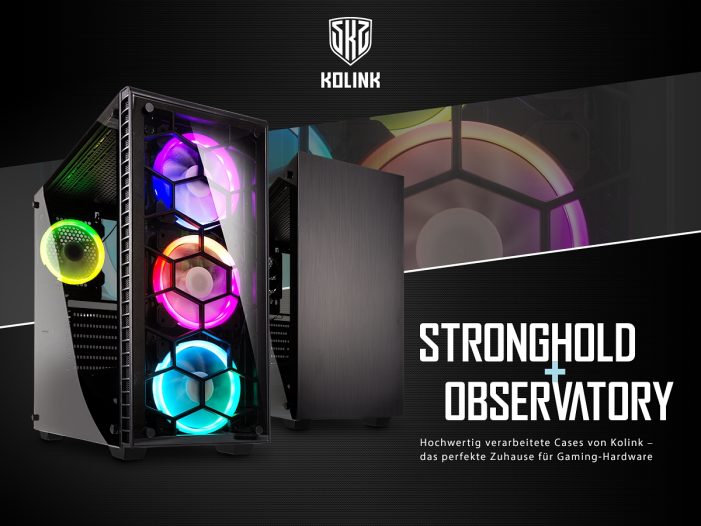 BRANDNEU bei Caseking – Die Kolink Stronghold und Observatory Midi-Tower sind das optimale Zuhause für Gaming-Hardware.