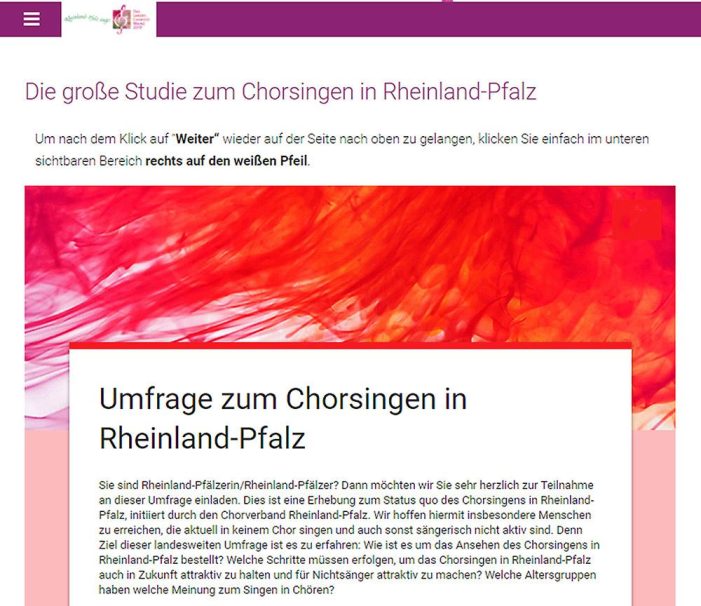 Endspurt: Landesweite Umfrage zum Chorsingen Endspurt: Landesweite Umfrage zum Chorsingen
