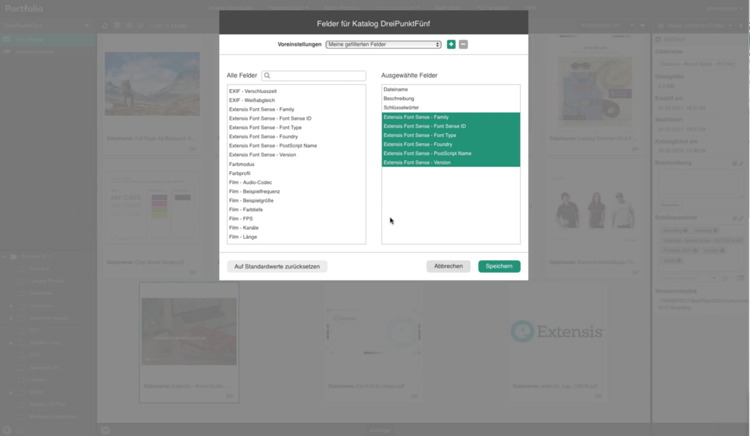Extensis Portfolio integriert Schrifterkennung