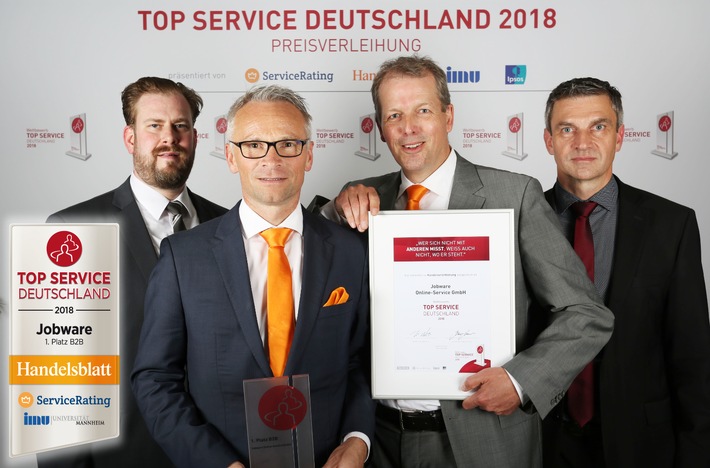 Die Nummer Eins im Service steht fest / Jobware punktet im Wettbewerb TOP SERVICE Deutschland 2018 (FOTO)