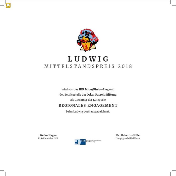 Hofgartenmanufaktur druckt Urkunden und Festschrift für Mittelstandspreis „Ludwig“