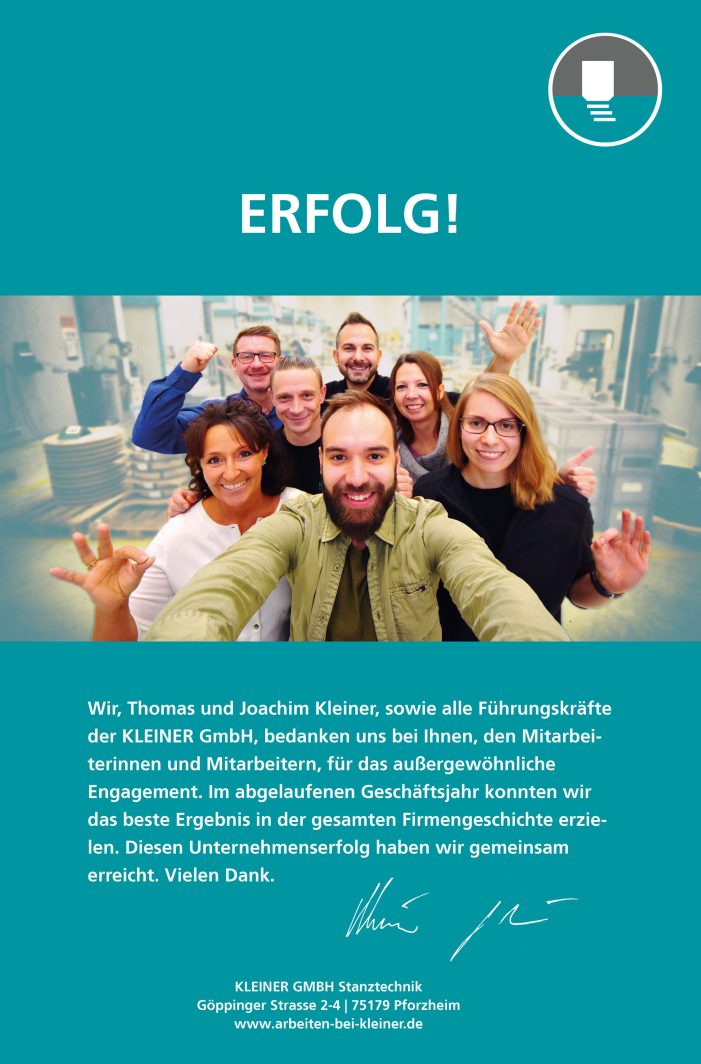 Kleiner GmbH prämiert Mitarbeiter/Innen Kleiner GmbH prämiert Mitarbeiter/Innen