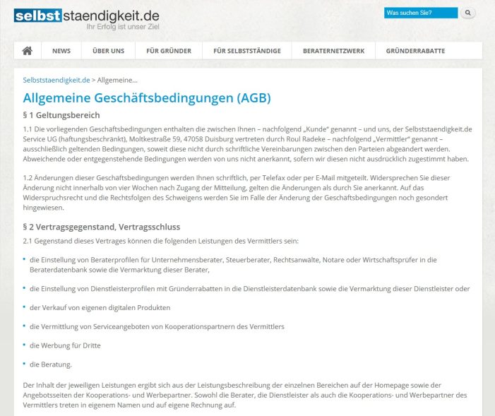 AGB erstellen mit selbststaendigkeit.de AGB erstellen mit selbststaendigkeit.de
