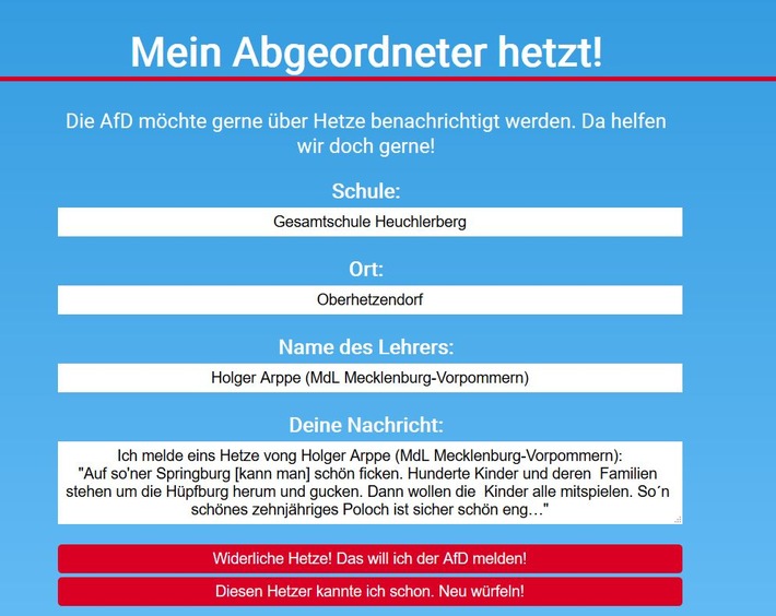 Zehntausende haben das Angebot der Piraten genutzt und Hetz-Meldungen bei der AfD Baden-Württemberg eingereicht / Das Portal ist inzwischen offline (FOTO)