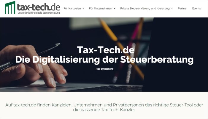 tax-tech.de – Das erste Verzeichnis für digitale Steuererklärung