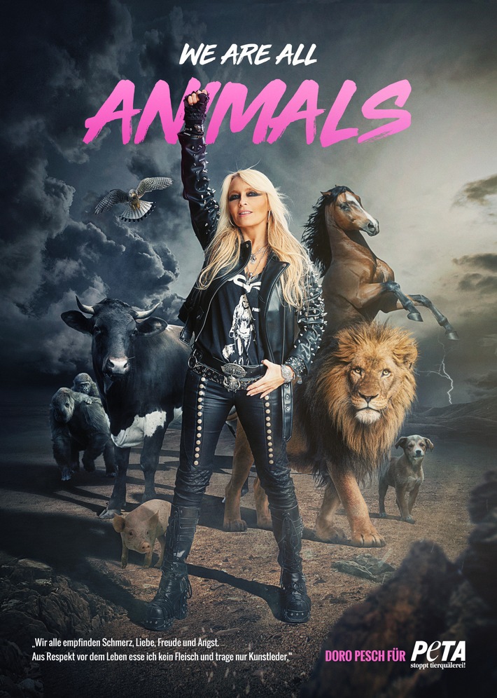 „We are all animals“ – Metal-Queen Doro Pesch setzt starkes Zeichen für Tierrechte in neuem PETA-Motiv