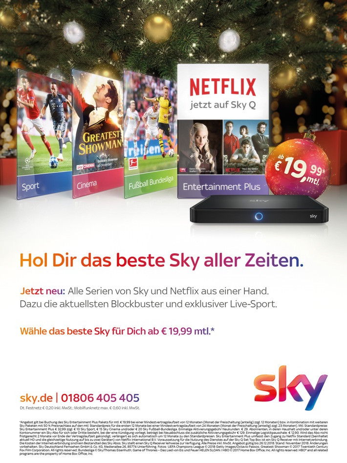 Sky läutet mit umfangreicher Marketingkampagne die Weihnachtszeit ein (FOTO)