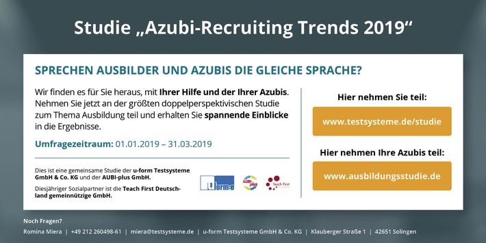 Duale Ausbildung aus verschiedenen Perspektiven / Studie „Azubi-Recruiting Trends“: 2019 zum zehnten Mal (FOTO)