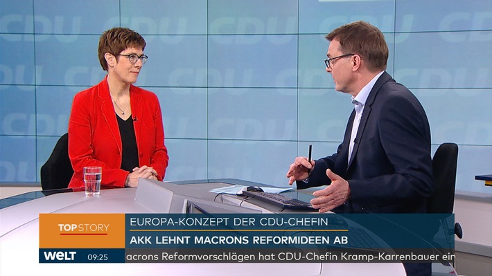 Kramp-Karrenbauer auf dem Nachrichtensender WELT: EU-Konzept steht in einer Tradition von Angela Merkel und auch in einer von Helmut Kohl (FOTO)