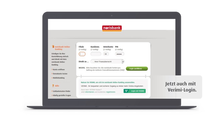 norisbank wird neuer Partner von Verimi / Als erste Direktbank bietet die norisbank den komfortablen und sicheren Verimi-Login an (FOTO)