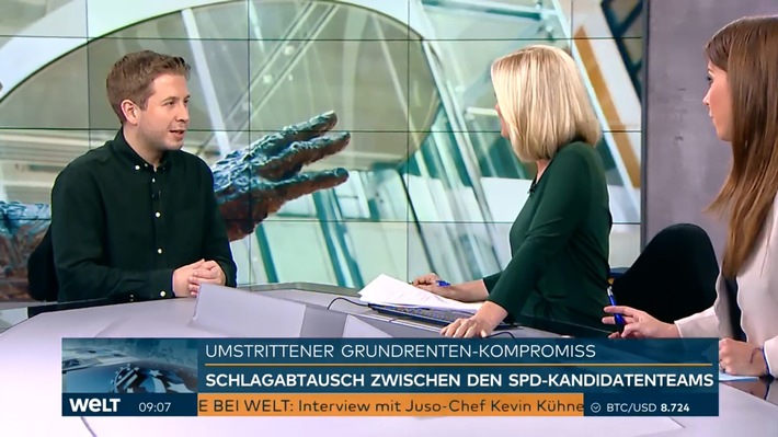 Juso-Chef Kevin Kühnert im Nachrichtensender WELT: „Was fehlt, ist die Glaubwürdigkeit“ (FOTO)