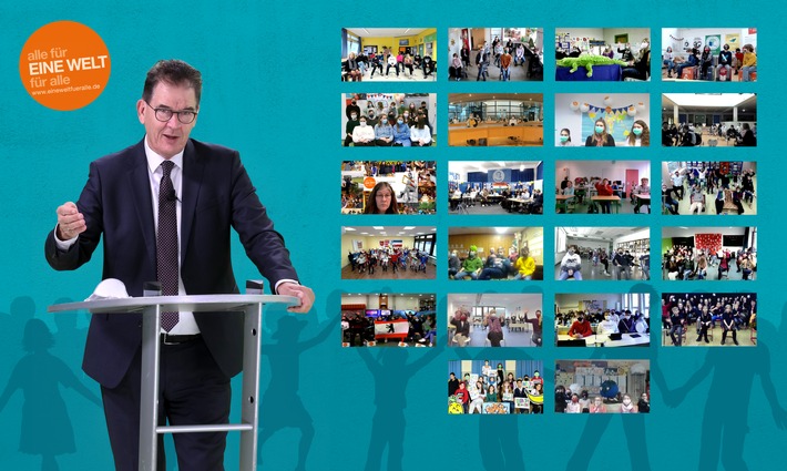 Schulwettbewerb zur Entwicklungspolitik alle für EINE WELT für alle / Schülerinnen und Schüler bei digitaler Preisverleihung von Bundesentwicklungsminister Müller ausgezeichnet (FOTO)