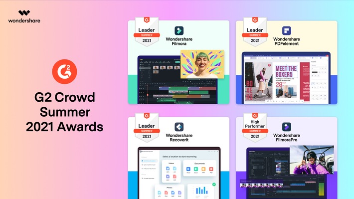 Wondershare wird bei den G2 Crowd Summer 2021 Awards als Leader und High Performer ausgezeichnet (FOTO)