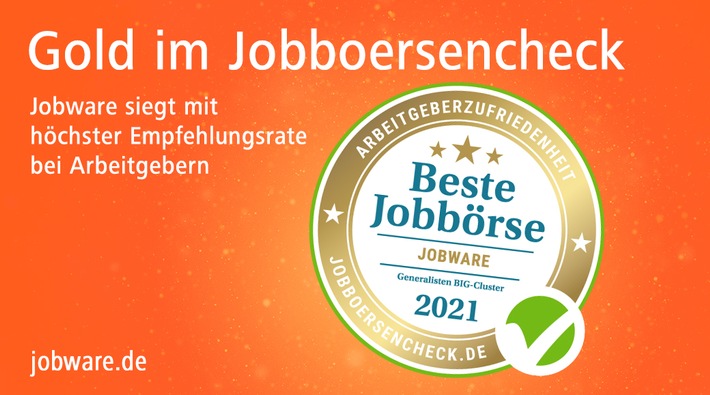 Jobboersencheck: Sieger ist Jobware / Gold und höchste Weiterempfehlungsrate (FOTO)