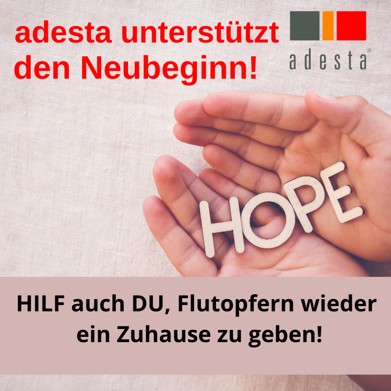 adesta unterstützt den Neubeginn der Flutopfer