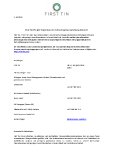 First Tin Plc gibt Ergebnisse der Jahreshauptversammlung bekannt First Tin Plc gibt Ergebnisse der Jahreshauptversammlung bekannt