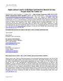 Alpha Lithium reicht vorläufigen technischen Bericht für das Projekt Salar De Tolillar ein