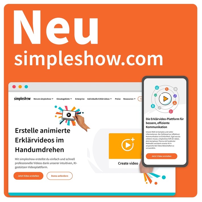 Erklärvideo-Pionier simpleshow trägt mit neuer Webseite wachsender Plattform Rechnung (FOTO)