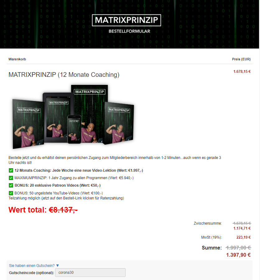 Matrixprinzip von Coach Cecil
