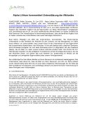 Alpha Lithium kommentiert Unterstützung der Aktionäre