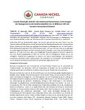 Canada Nickel gibt aktuelle Unternehmensinformationen, Ernennungen des Managements und Darlehensfazilität von 12 Millionen US$ mit Auramet International bekannt