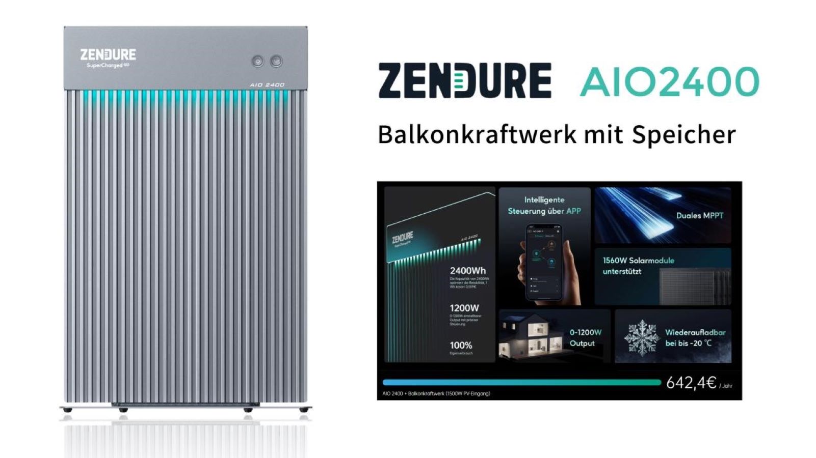 Zendure führt All-in-One-Balkon-Energiespeichersystem AIO 2400 ein – bis zu 642,20 € Ersparnis p. a.