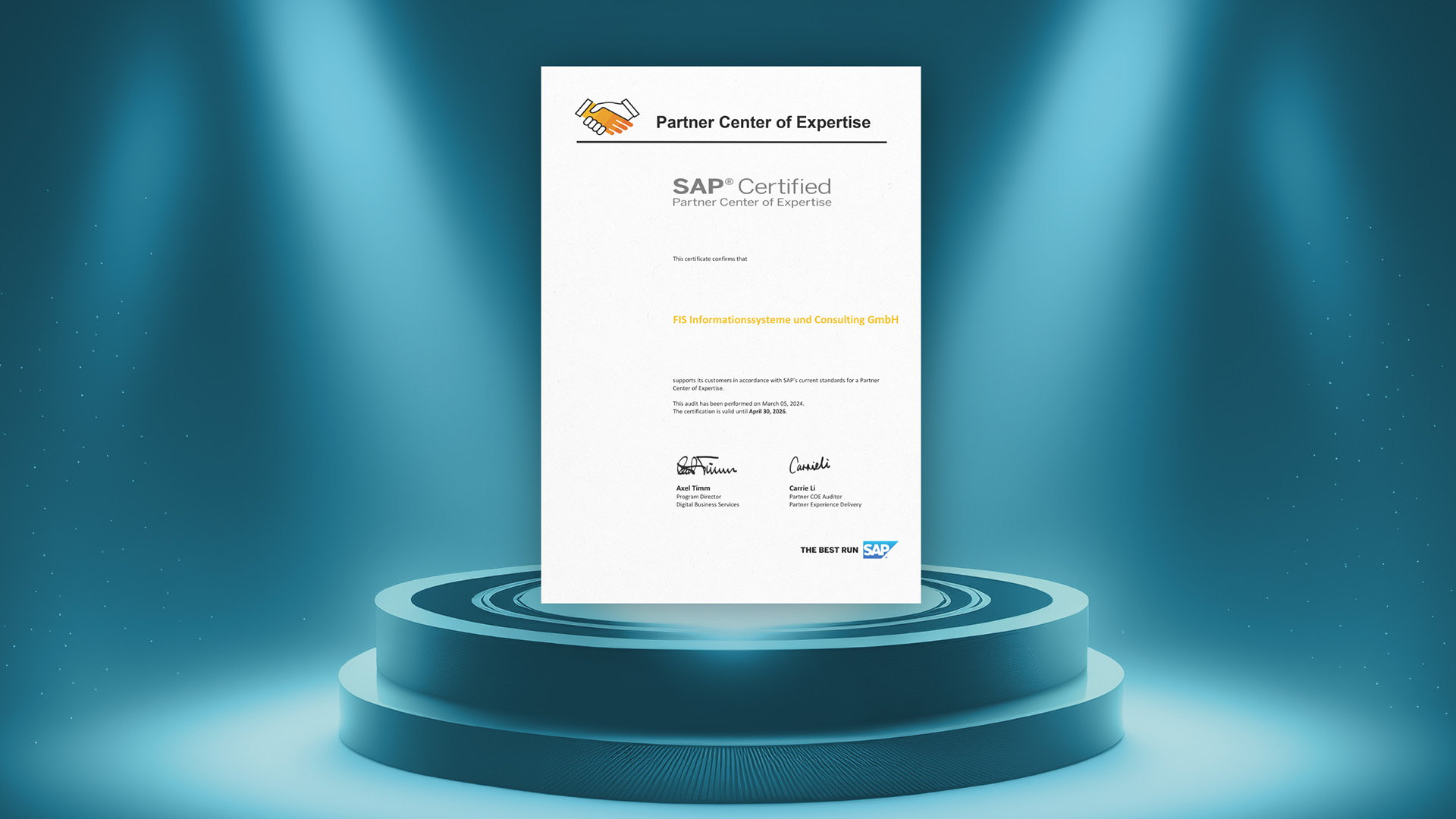 Erfolgreiche Re-Zertifizierung als SAP Partner Center of Expertise