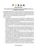 Foran schließt erweiterte Projektfinanzierungskreditfazilität in Höhe von 250 Millionen US-Dollar ab