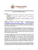 Canada Nickel kündigt eine finanzielle Unterstützung der kanadischen Regierung in Höhe von 4,38 Millionen Dollar an