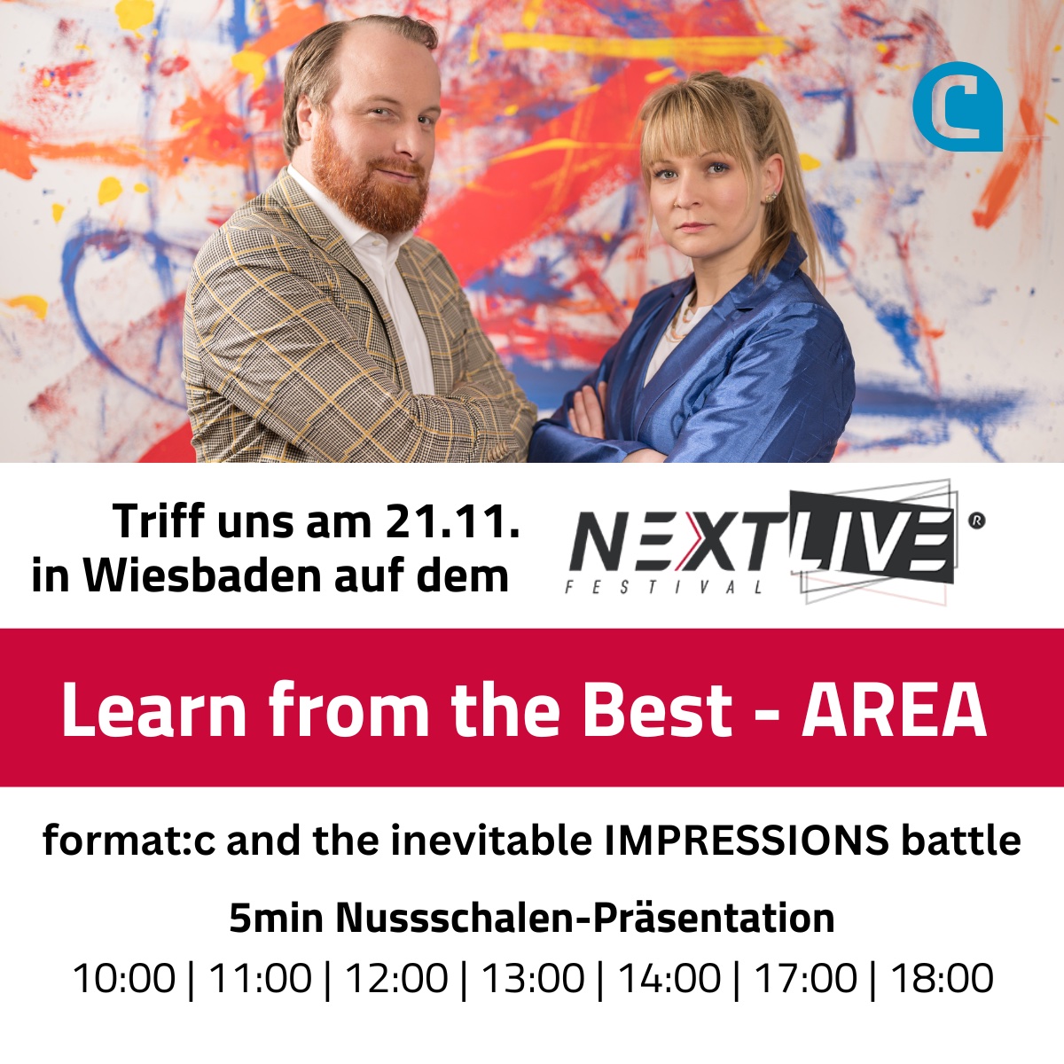 format:c präsentiert Case Studies und Reverse Pitch beim Nextlive.Festival