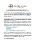 Canada Nickel gibt positive Bundeskonformitätsfeststellung für die Umweltverträglichkeitserklärung des Crawford-Nickelsulfidprojekts bekannt