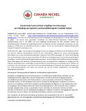 Canada Nickel unterzeichnet endgültige Vereinbarungen  zur Gründung von ExploreCo und Konsolidierung der Crawford Surface