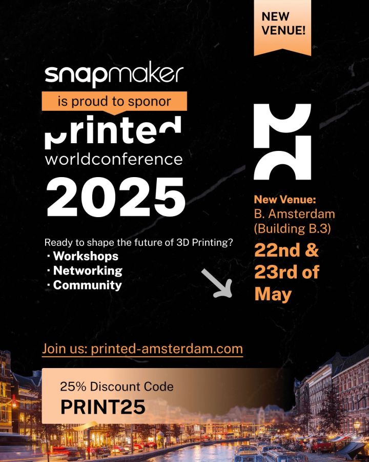 Snapmaker ist stolzer Sponsor der Printed World Conference 2025 in Amsterdam Snapmaker ist stolzer Sponsor der Printed World Conference 2025 in Amsterdam