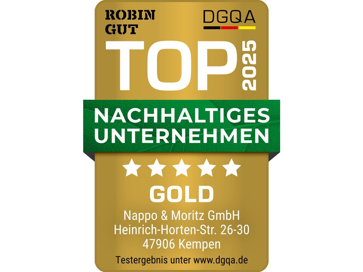 Nappo erhält das Robin Gut Nachhaltigkeitssiegel in Gold: Tradition trifft Verantwortung Nappo erhält das Robin Gut Nachhaltigkeitssiegel in Gold: Tradition trifft Verantwortung