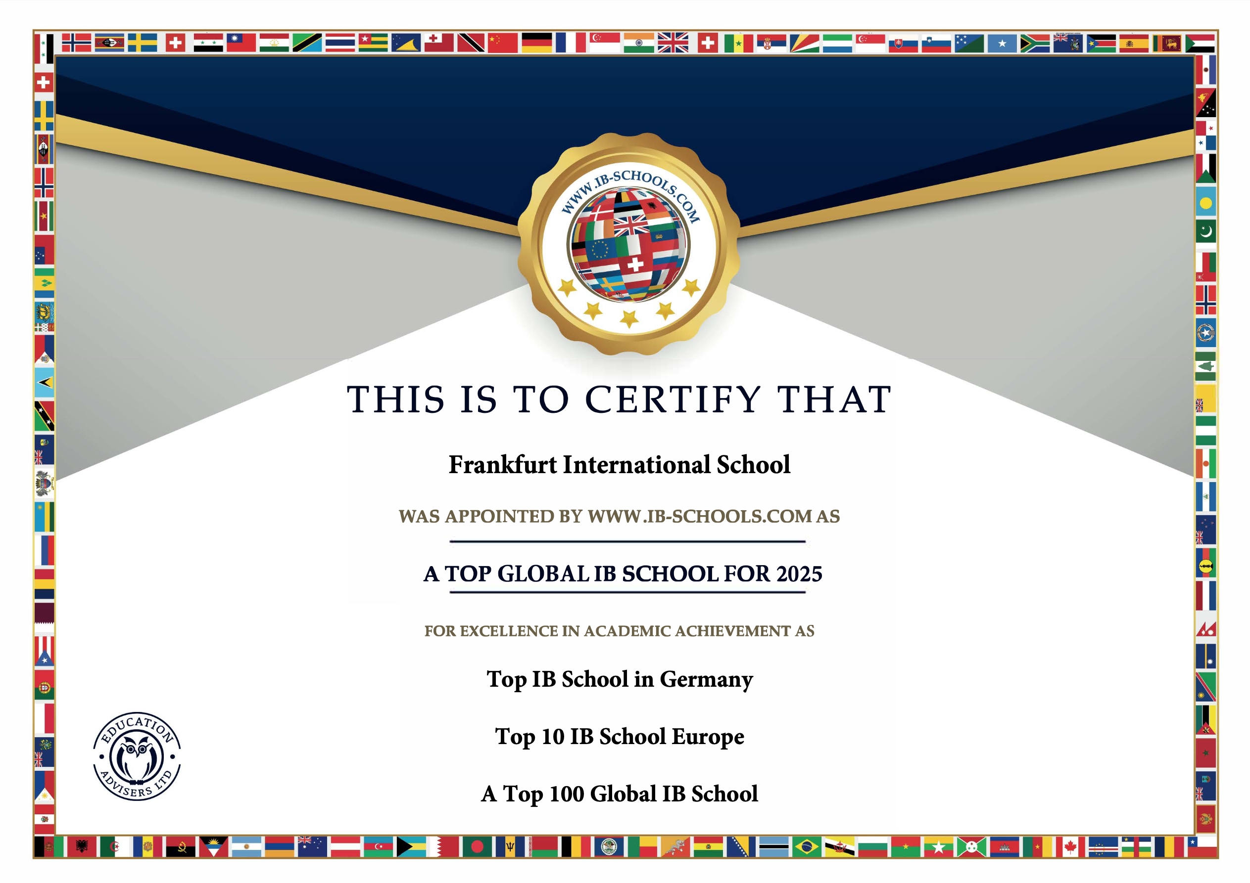 Frankfurt International School ist Top IB Schule 2025 Frankfurt International School ist Top IB Schule 2025