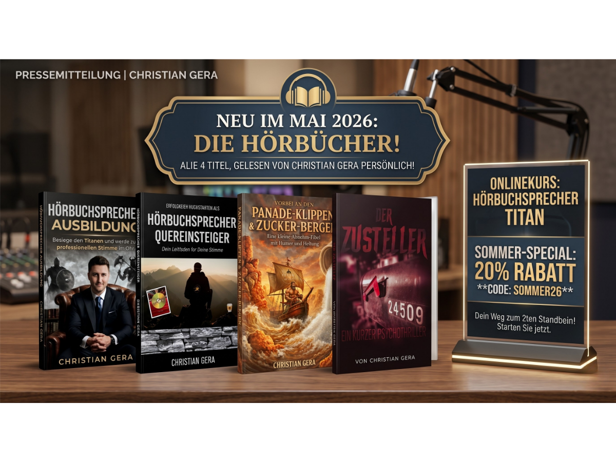 Vierfacher Hörgenuss im Mai 2026: Autor und Sprecher Christian Gera veröffentlicht vier neue Hörbücher