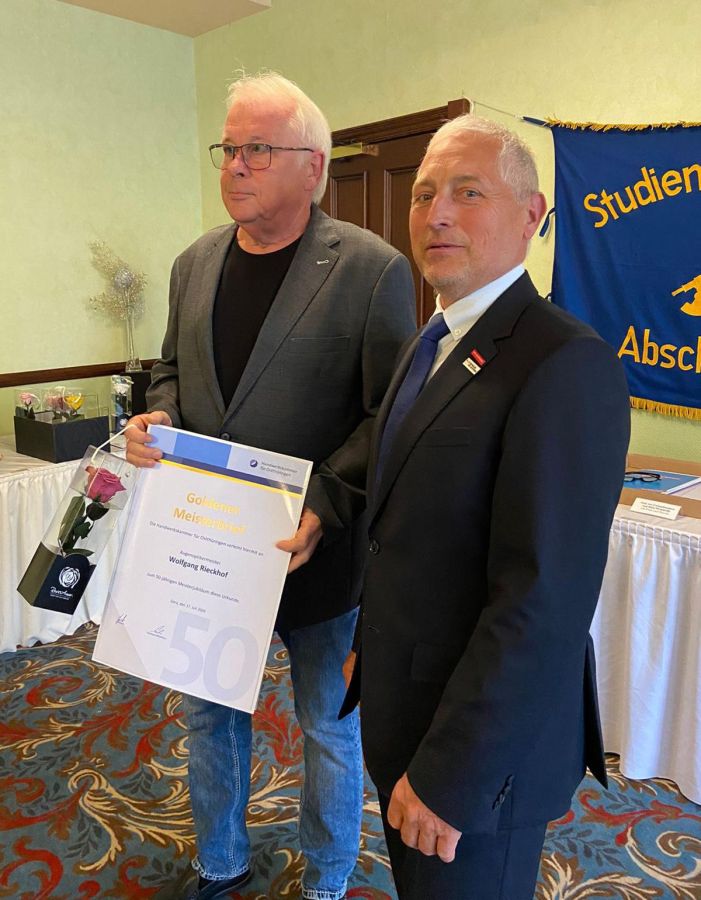 50 Jahre Meisterhaftigkeit: Goldener Meisterbrief für Wolfgang Rieckhof