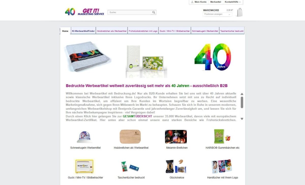 40 Jahre Werbeartikel-Kompetenz: GET IT! Marketing Service Onlineshop mit 180.000 Artikeln B2B