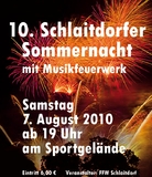 Grosses Musik-Feuerwerk, Open Air Disco&10. Schlaitdorfer Sommernacht (Kreis Esslingen bei Stuttgart ) mit JMS Fahrzeugteile GmbH als Co-Sponsor 7.8.2010