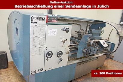 Gebrauchtmaschinen Auktion aus Betriebsschließung